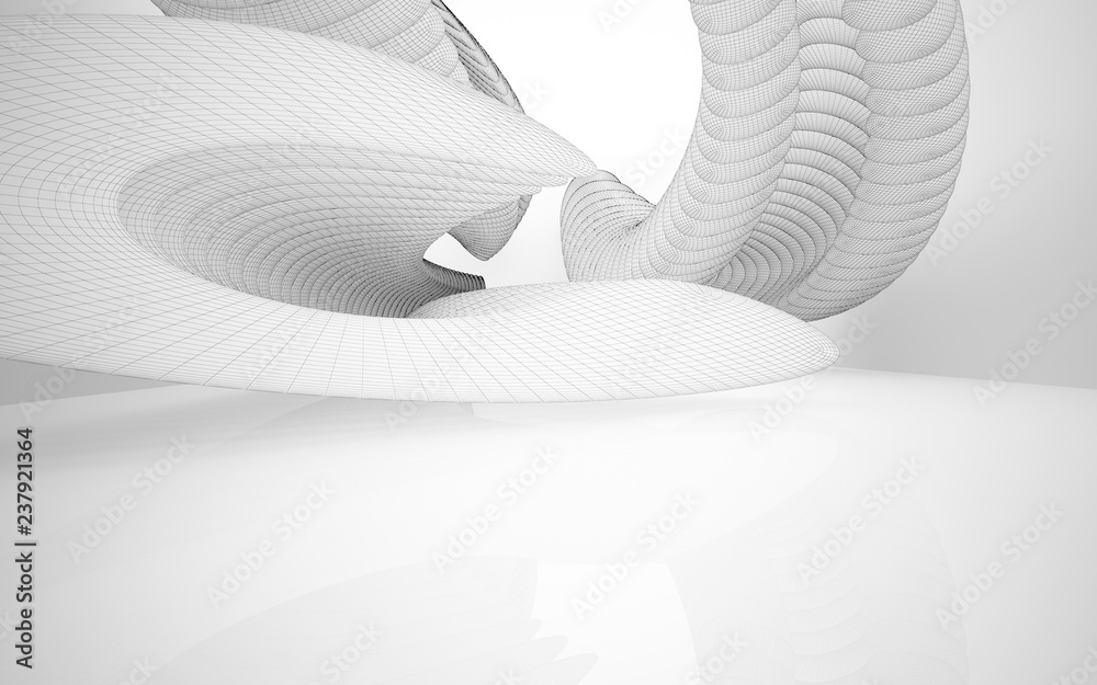 Naklejka premium Abstract white interior highlights future. Polygon drawing . Architectural background. 3D illustration and rendering