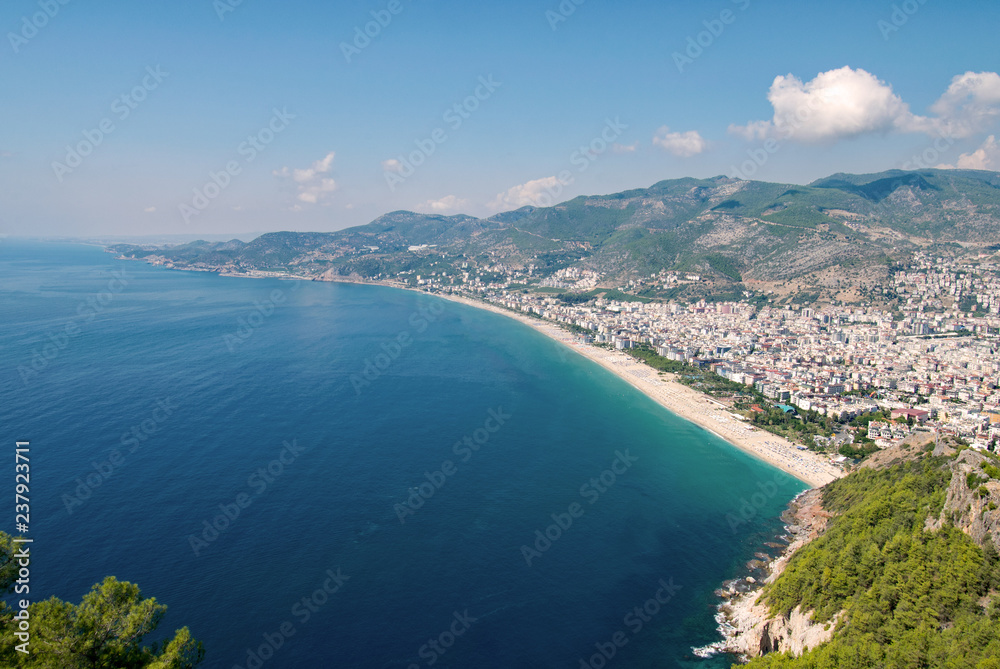 Obraz premium Blick auf Alanya und den Cleopatra Beach, Antalya Province, Türkei