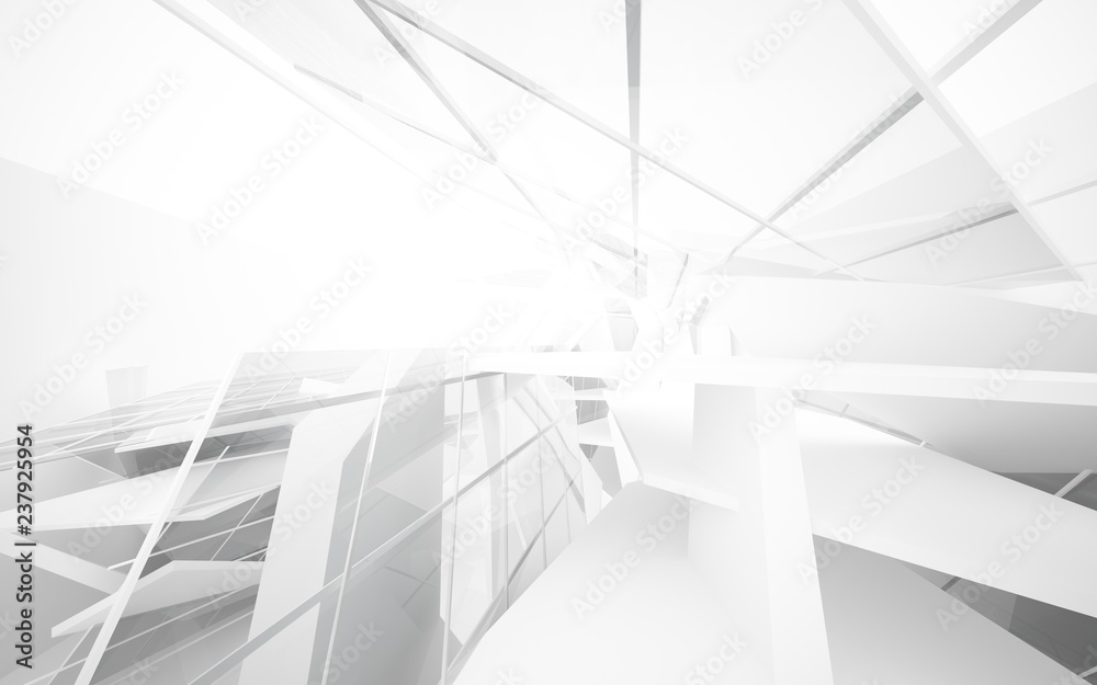 Obraz premium Abstract white interior of the future. 3D illustration and rendering