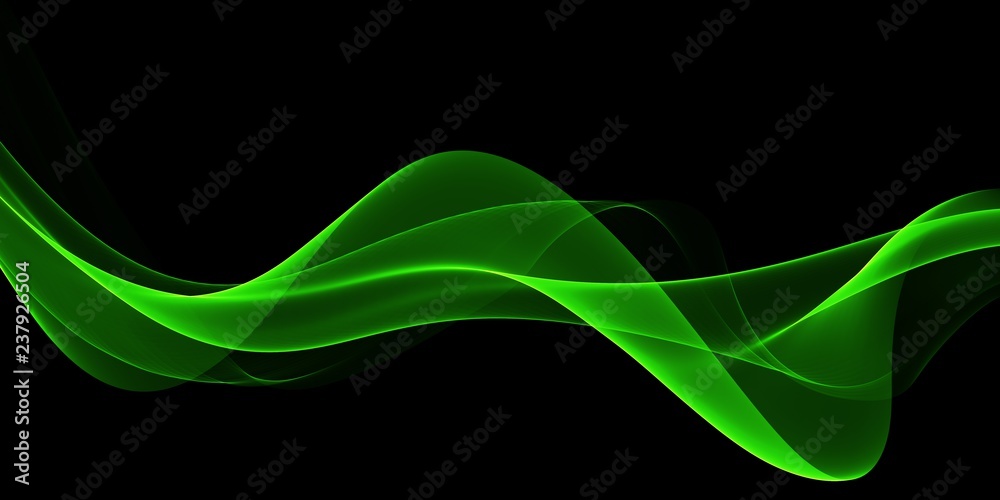 Abstract Light green wave on black background Stock Illustration ...