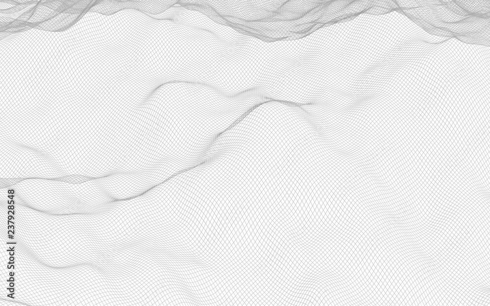 Abstract landscape on a white background. Cyberspace grid. Hi-tech network. 3d technology illustration Abstract landscape on a white background. Cyberspace grid. Hi-tech network. 3d technology illustration