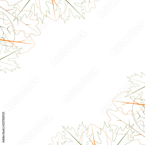 Hello october vector poster. Illustration of fall leaf texture elements and text design