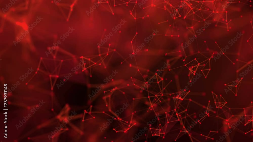 4K red abstract geometrical futuristic  background with lines and dots.
