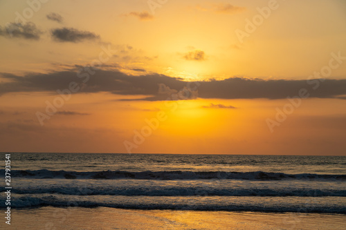 Beautiful sunset on the ocean Kuta beach of Bali island  Indonesia