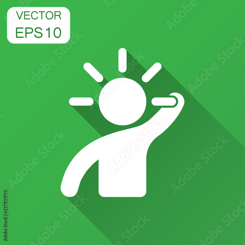 Mind people icon in flat style. Human frustration vector illustration with long shadow. Mind thinking business concept.