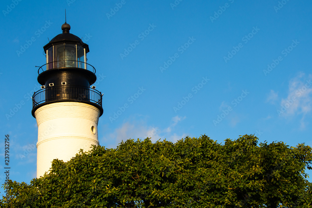 lighthouse on background of blue sky in key west florida