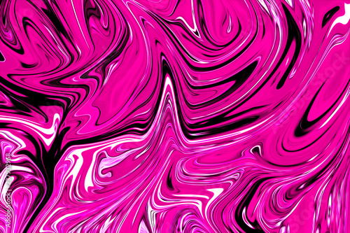 Liquid Abstract Pattern With Plastic Pink And Black Graphics Color Art Form. Digital Background With Liquid Flow photo