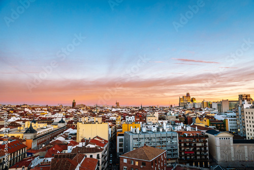 Madrid skyline at dusk