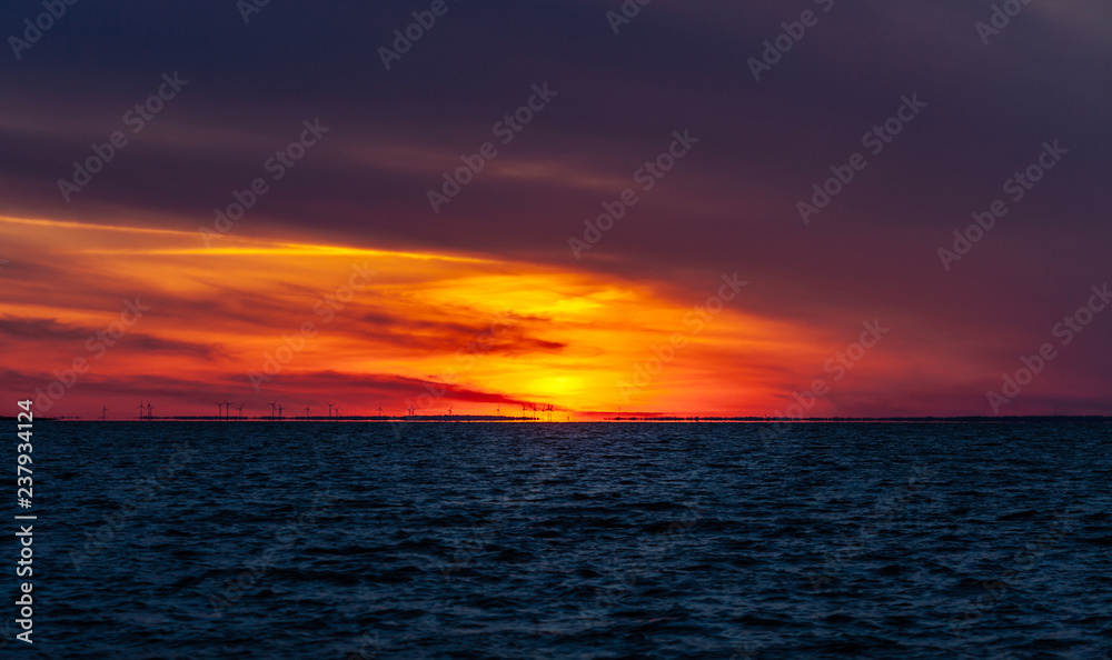 Dawn over the Curonian Lagoon in Nida, Lithuania