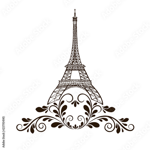 Wallpaper Mural Eiffel tower isolated vector illustration Torontodigital.ca