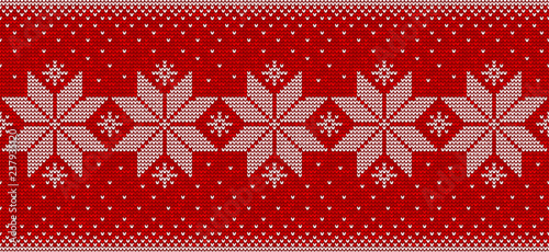 Red and white christmas seamless pattern background with snowflakes vector