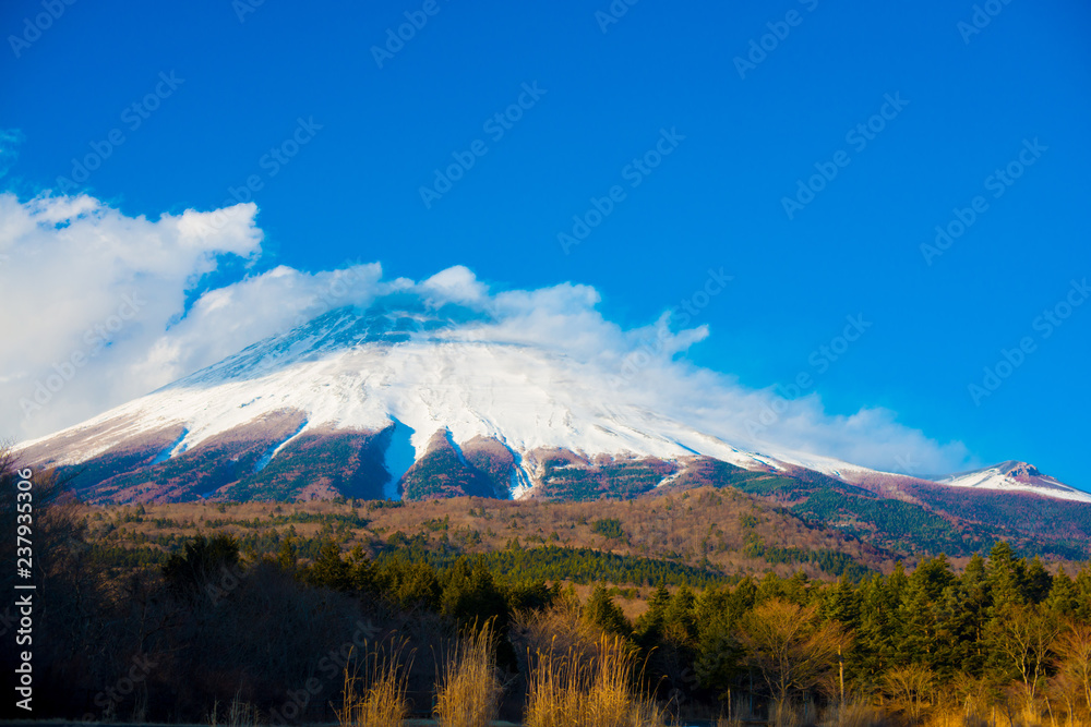 Mt. Fuji in Fuji, Japan. Fuji is one of the important cities in Japan for cultures and business markets.