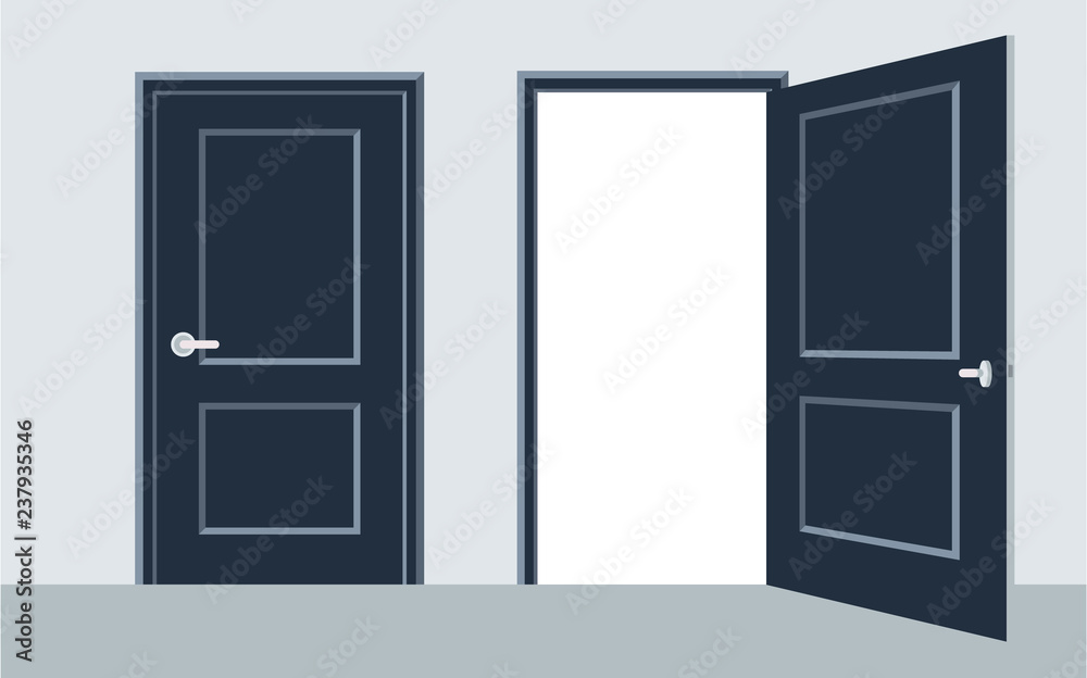 door open and close. Vector illustration, flat design. Stock Vector ...