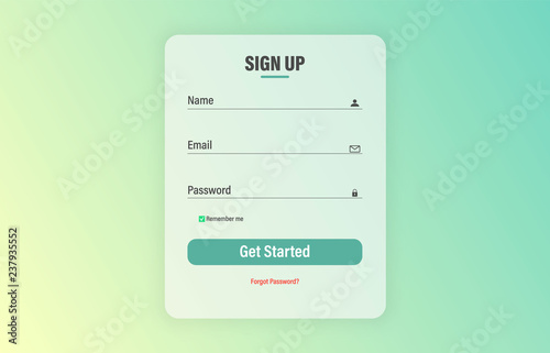 Sign Up Form Page. Website ui vector elements. Mockup for web-site Interface. Screens and web concept. Interface UX, UI GUI screen template for web site banners. Sign Up