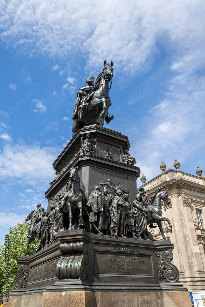 Equestrian statue of Frederick the Great on Unter den Linden street in Berlin, Germany