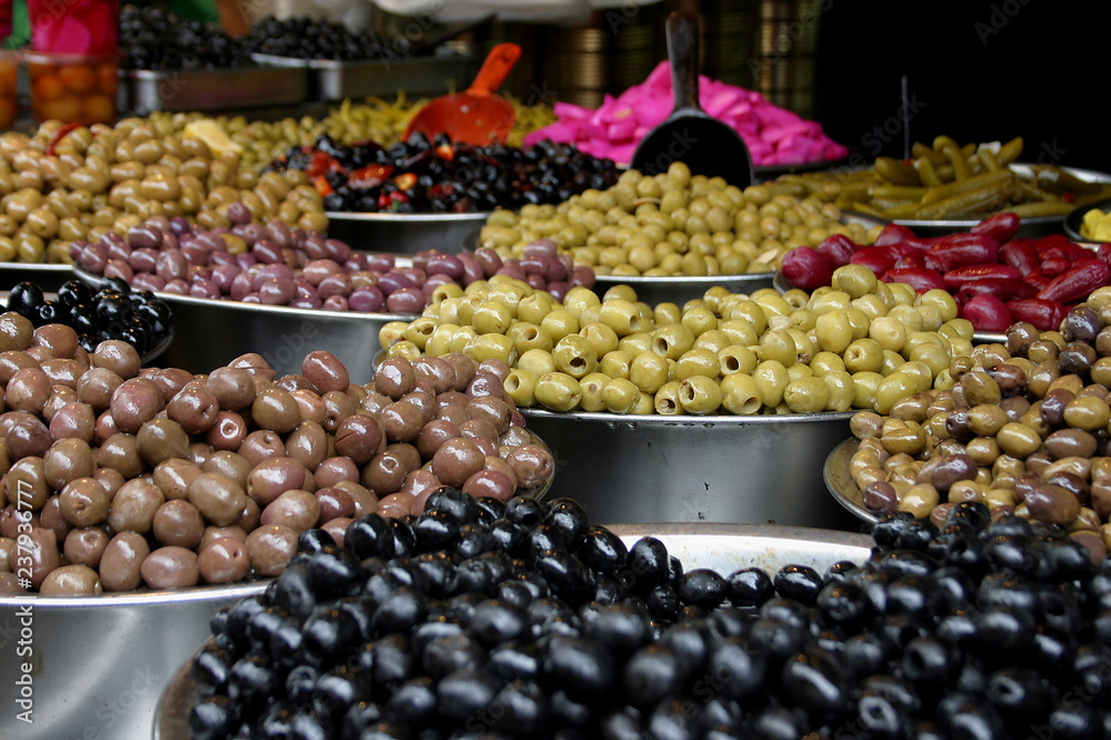 Olives of different types and colours