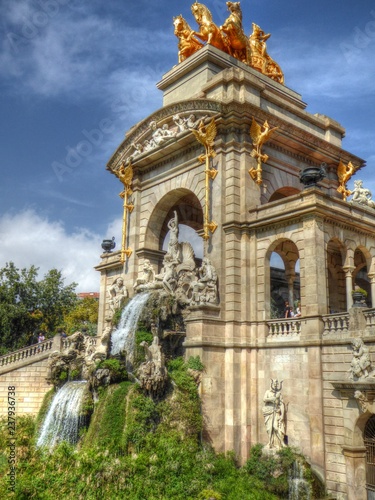 Ornamental cascade designed by josep Fontsere and Antoni Gaudi, Barcelona