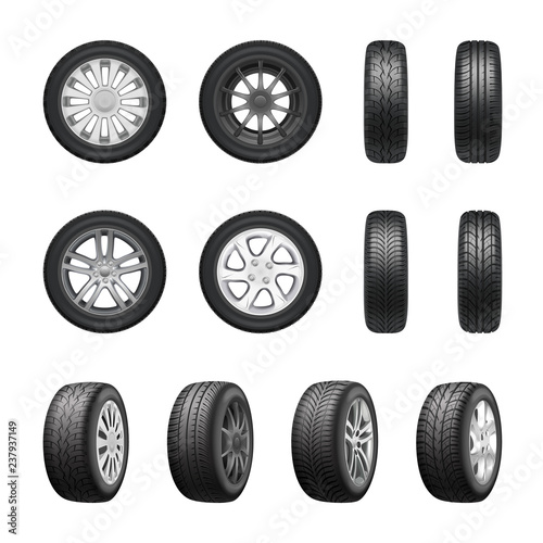 Tires Wheels Realistic Set