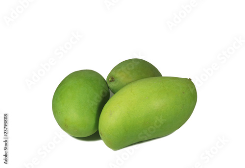 Wallpaper Mural Three of Vibrant Green Thai Young Mangoes Isolated on White Background with Free Space for Text or Design  Torontodigital.ca