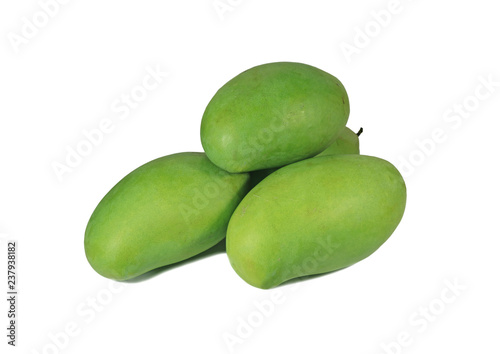 Wallpaper Mural Piled Up Vibrant Green Sweet and Sour Thai Young Mangoes Isolated on White Background Torontodigital.ca