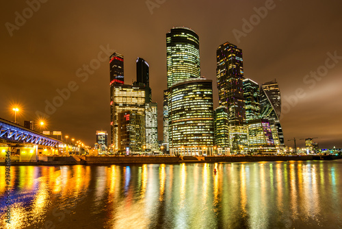 Night Landscape Photo of Moscow City Skyscrapers 