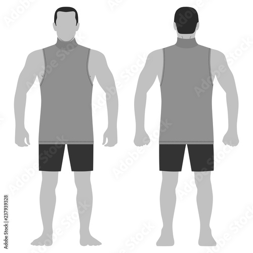 Singlet man template (front, back views)