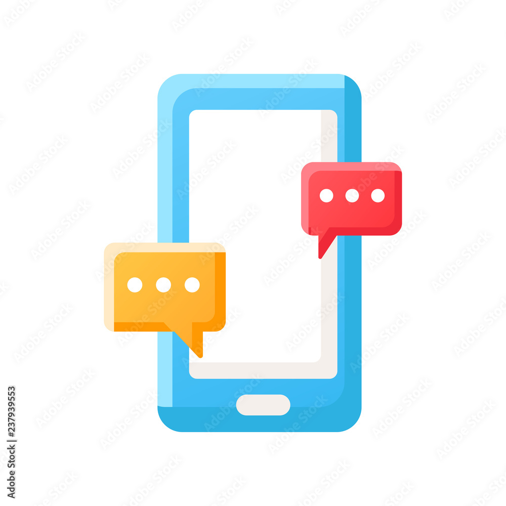 Chat smartphone flat illustration Chat smartphone flat illustration