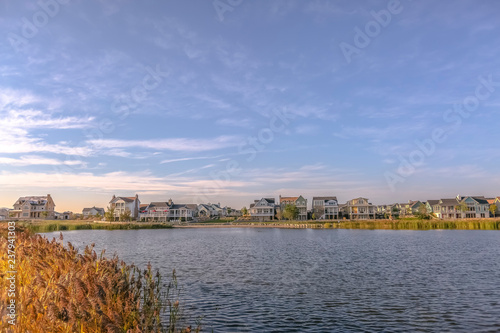 Picturesque scenery in Oquirrh Lake Daybreak Utah