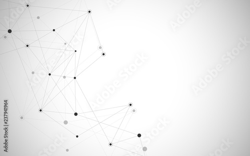 Geometric abstract background with connected dots and lines. Molecular structure and communication. Digital technology background and network connection.