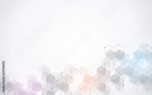 Vector hexagons pattern. Geometric abstract background with simple hexagonal elements. Medical, technology or science design.