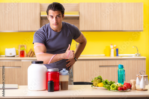 Young man in healthy eating concept