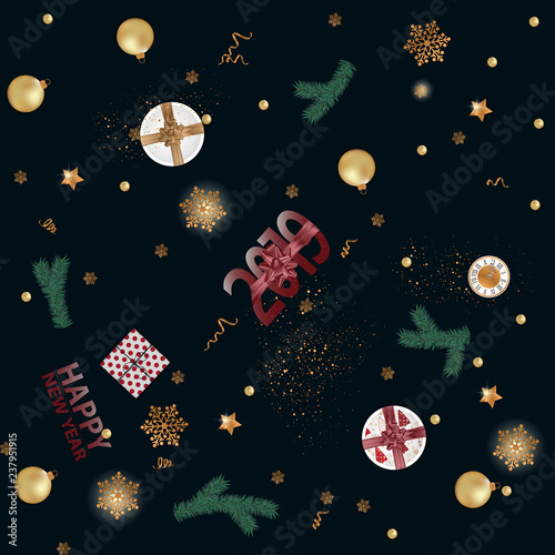 Happy New Year 2019 creative background. Vector illustration