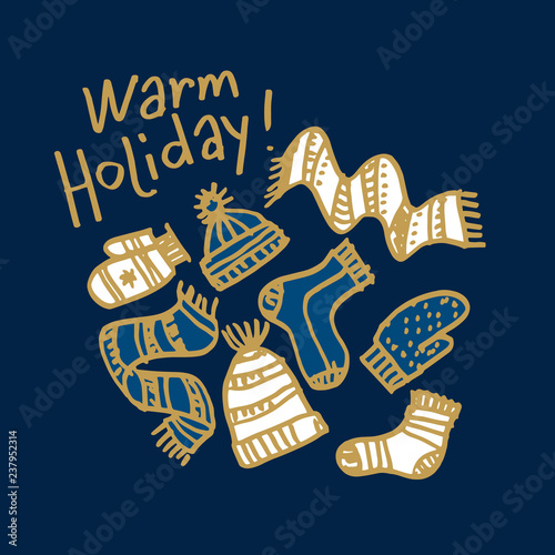 Knitted hats, scarves, sock...