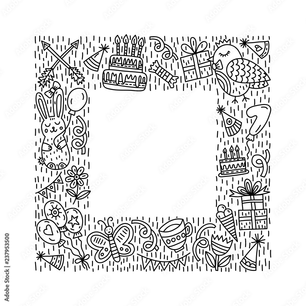 Square frame with party animals