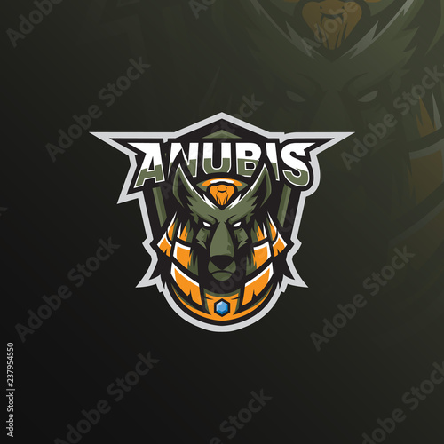 anubis logo mascot  design  vector with modern illustration concept style for badge, emblem and tshirt printing. anubis head illustration.