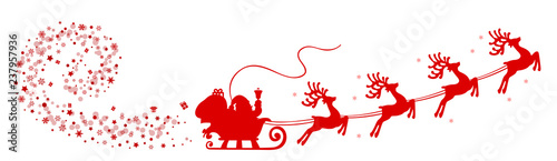Red Santa Claus flyin on Christmas sleigh – stock vector