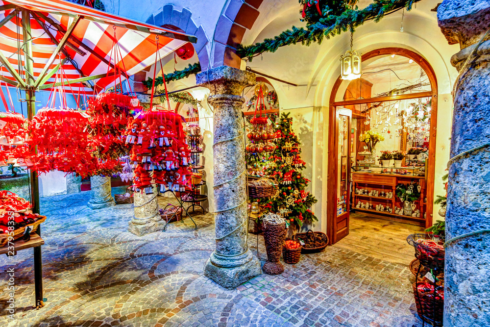 Fototapeta premium Christmas market vendor in Salzburg Austria