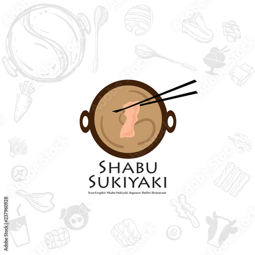 shabu sukiyaki logo icon graphic japanese buffet restaurant