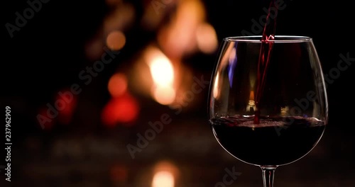 Glass Of Wine In Front Of The Fireplace