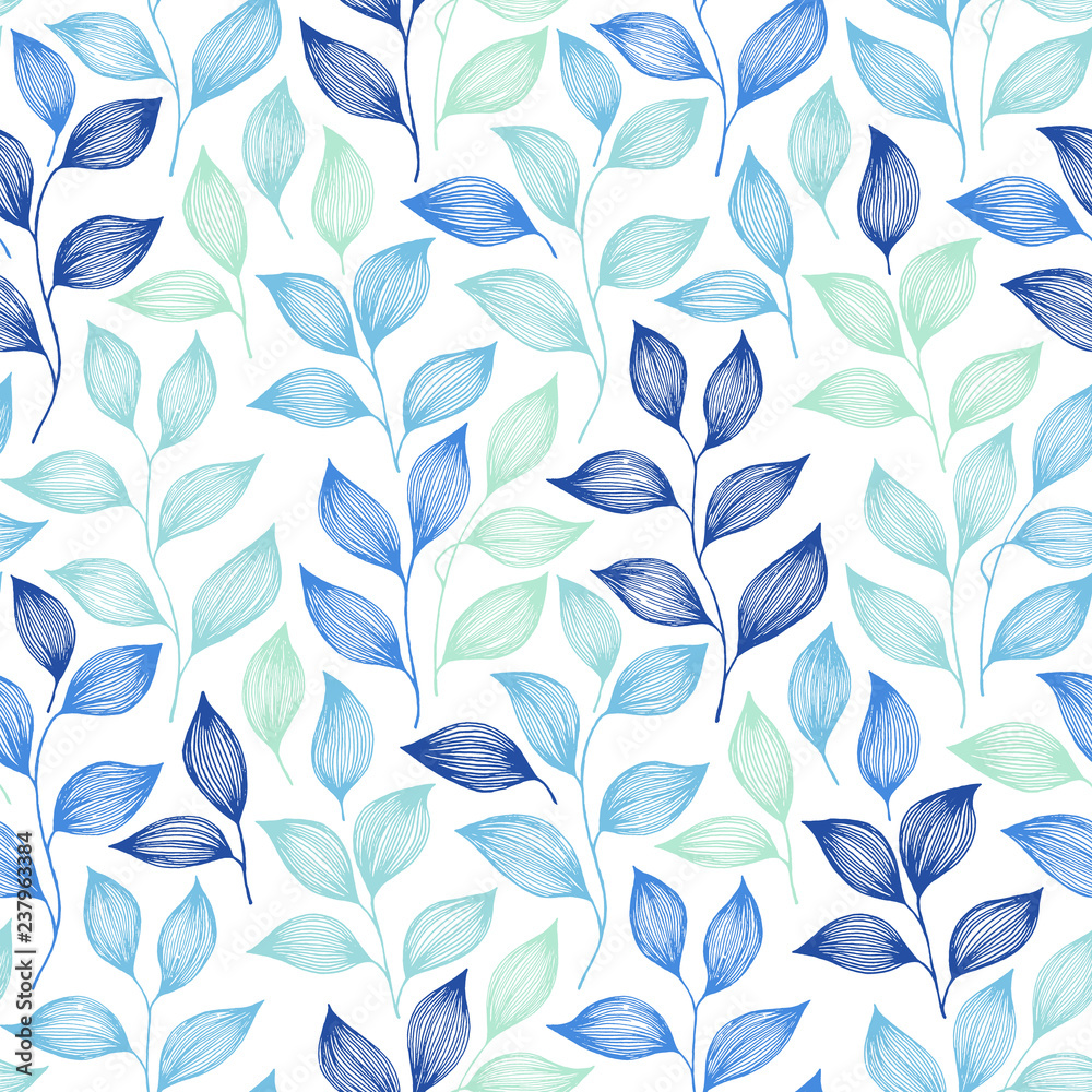 Wrapping tea leaves pattern seamless vector illustration.