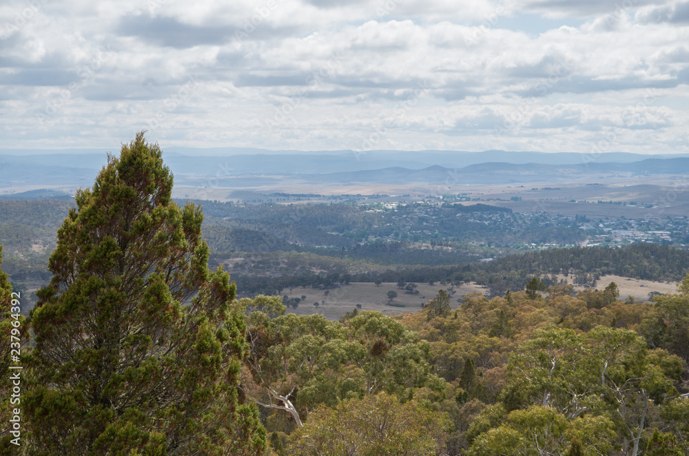 Cooma and surrounding Australian landscape from the Mt Gladstone Lookout