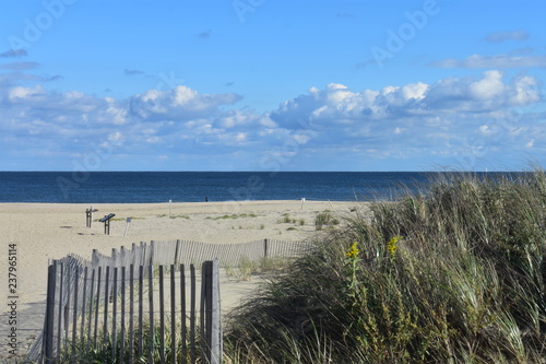 Cool, clear, autumn day filled with beautiful clouds at the seashore at Long Branch, NJ -3