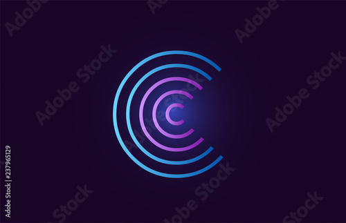 blue pink c gradient alphabet letter logo icon design