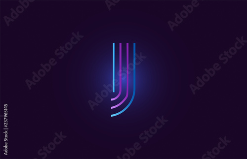 blue pink j gradient alphabet letter logo icon design