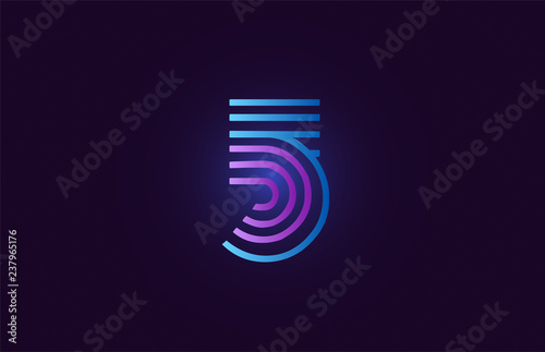 blue pink 5 gradient number logo icon design