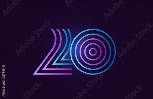 blue pink 20 gradient number logo icon design
