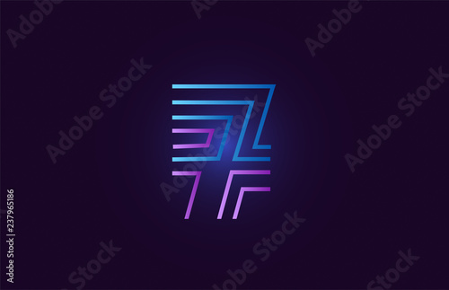 blue pink 7 gradient number logo icon design