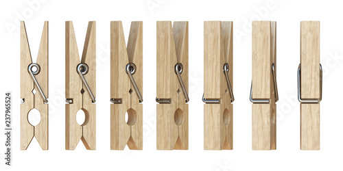Wooden clothespins 3D photo