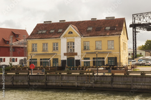 Old historical building near Dane river embankment in center of the Klaipeda (former german name of town is Memel).