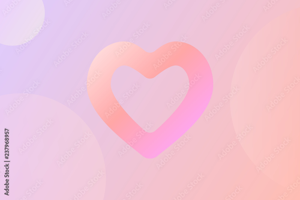 colorful bold contour heart on modern minimal 3d pastel gradient background. stock vector illustration clipart